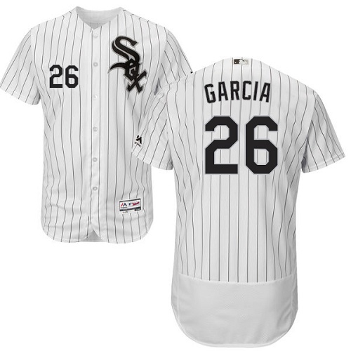 White Sox #26 Avisail Garcia White(Black Strip) Flexbase Authentic Collection Stitched MLB Jersey